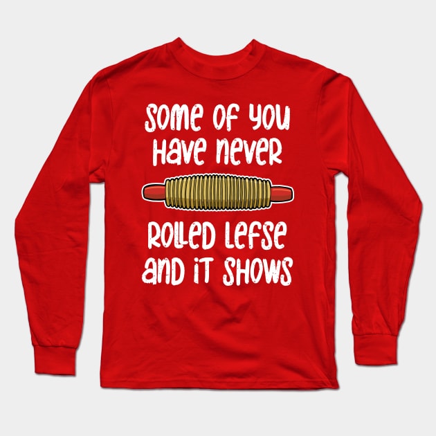 Funny Lefse Rolling Pin Long Sleeve T-Shirt by Huhnerdieb Apparel